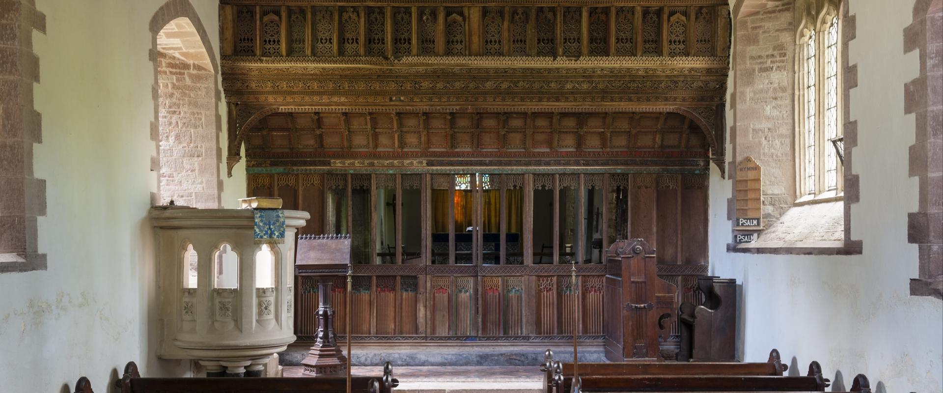 interior image of St Jerome's Church, Llangwm Uchaf 