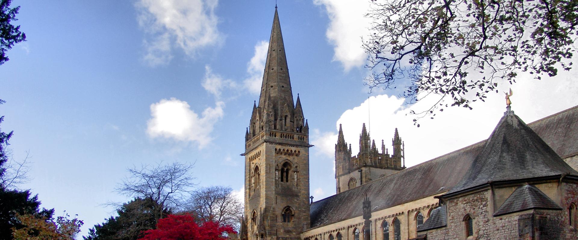outside image of Llandaff cathedral in autumn