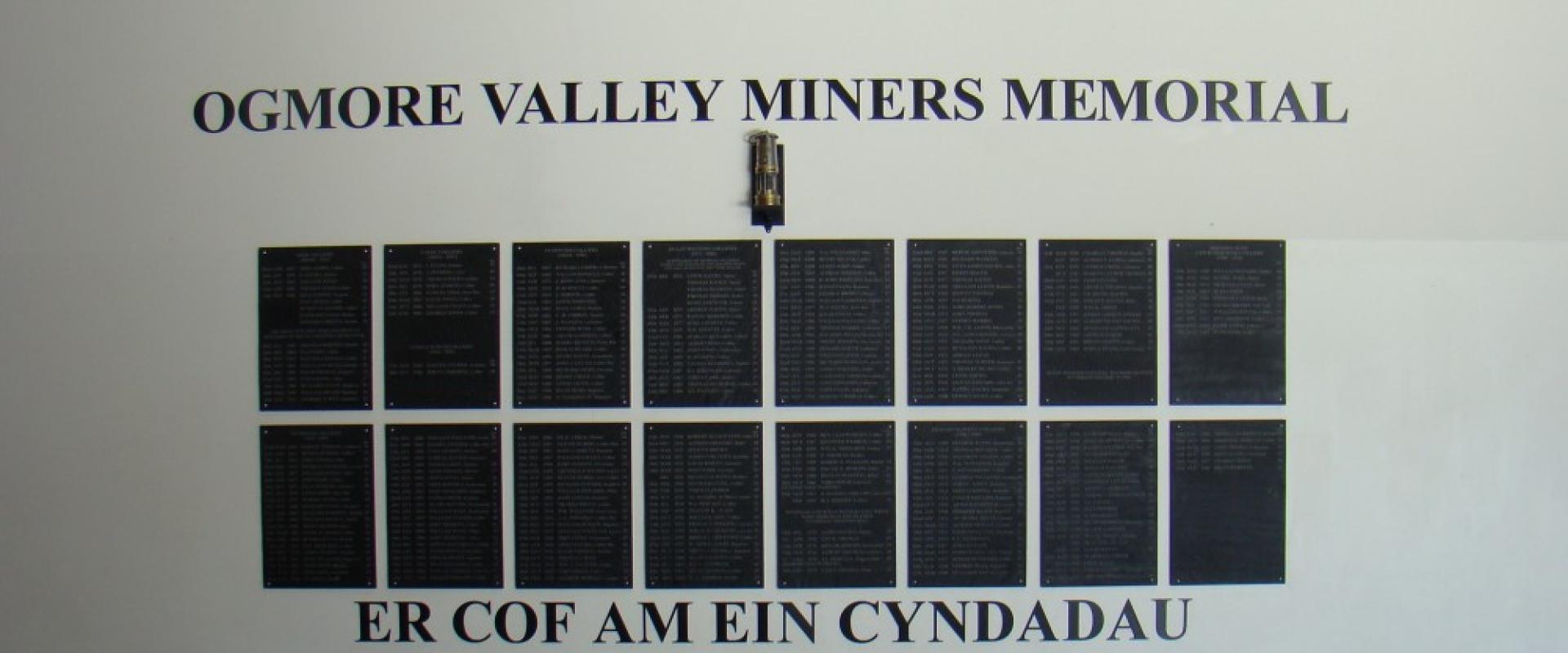 an image of the memorial to miners at Ogmore Vale Primary School