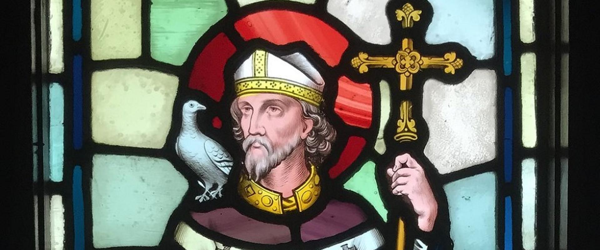stained glass window from St David's Church Llanddewi Rhydderch