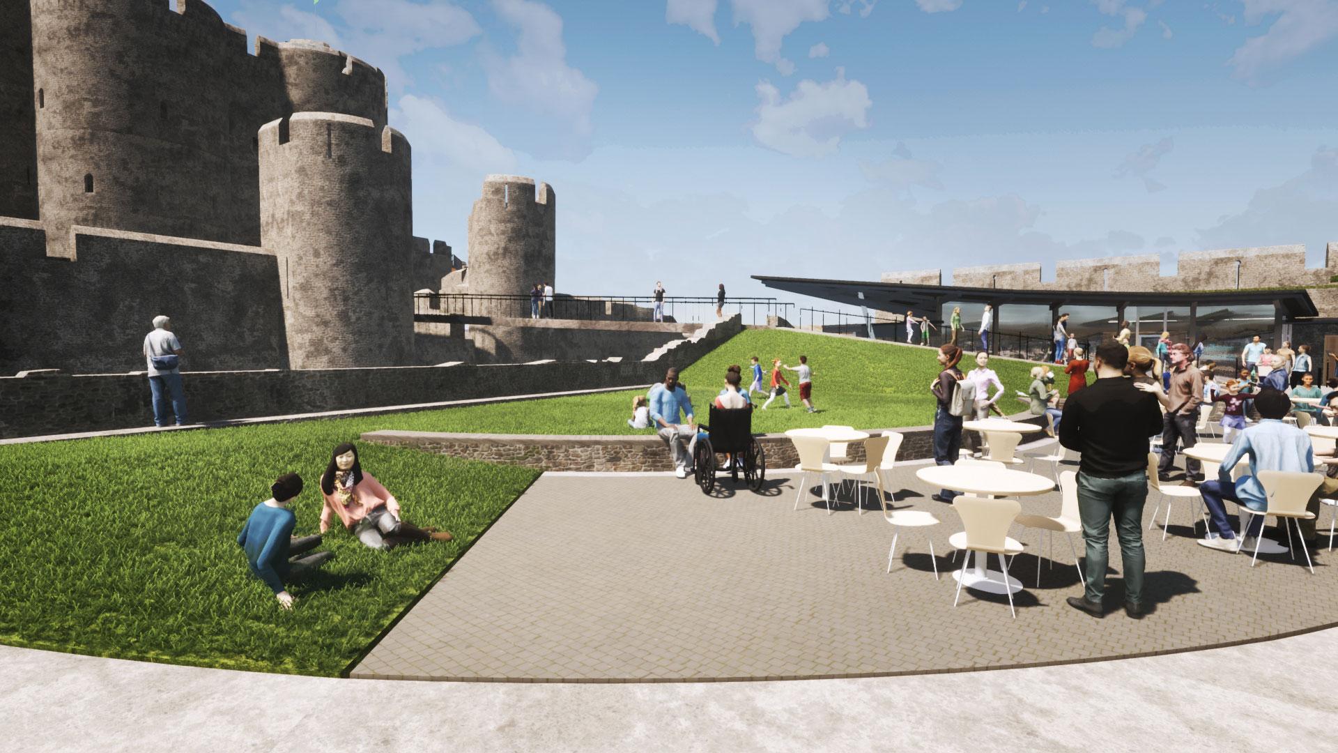 Caerphilly Castle - artist impression - south east cafe area